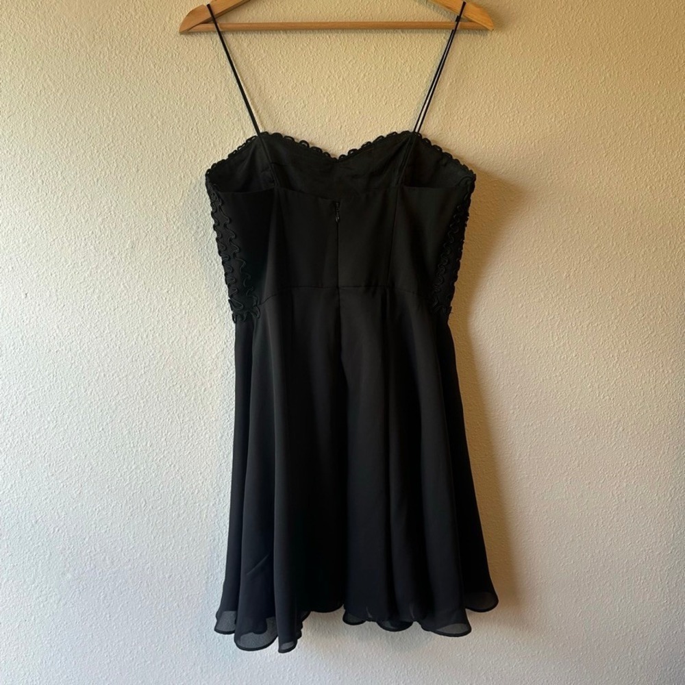 Vintage Faviana Black Soutache Embroidered Chiffon Mini Dress Small